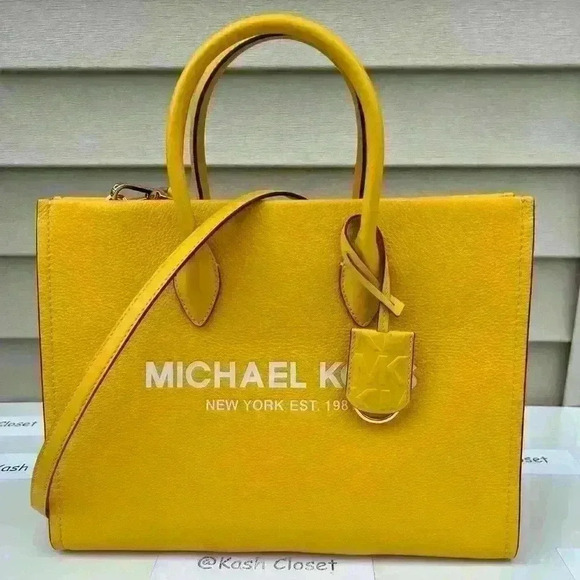 Michael Kors Mirella Tote Bag Medium Pebbled Leather Purse Bag Butter - Picture 1 of 11